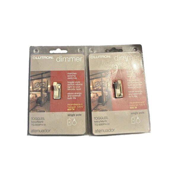 2 White Brand New In Box Lutron Dimmer Switch 120V/600W - Picture 2 of 3